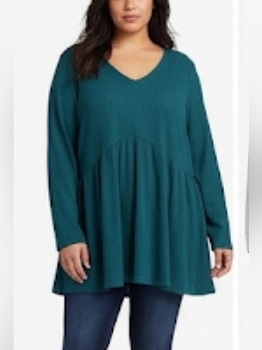 Lane Bryant Teal textured V-Neck Tunic size 18-20